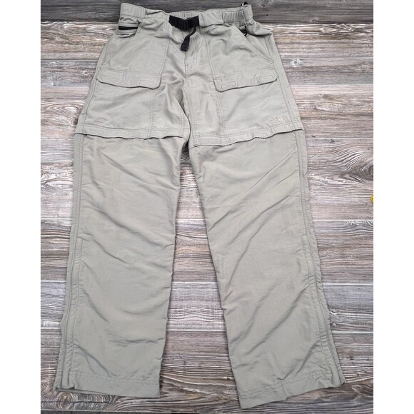 North Face Paramount Peak Convertible Cargo Pants Mens L Tan Hiking Shorts Belt - Picture 1 of 16